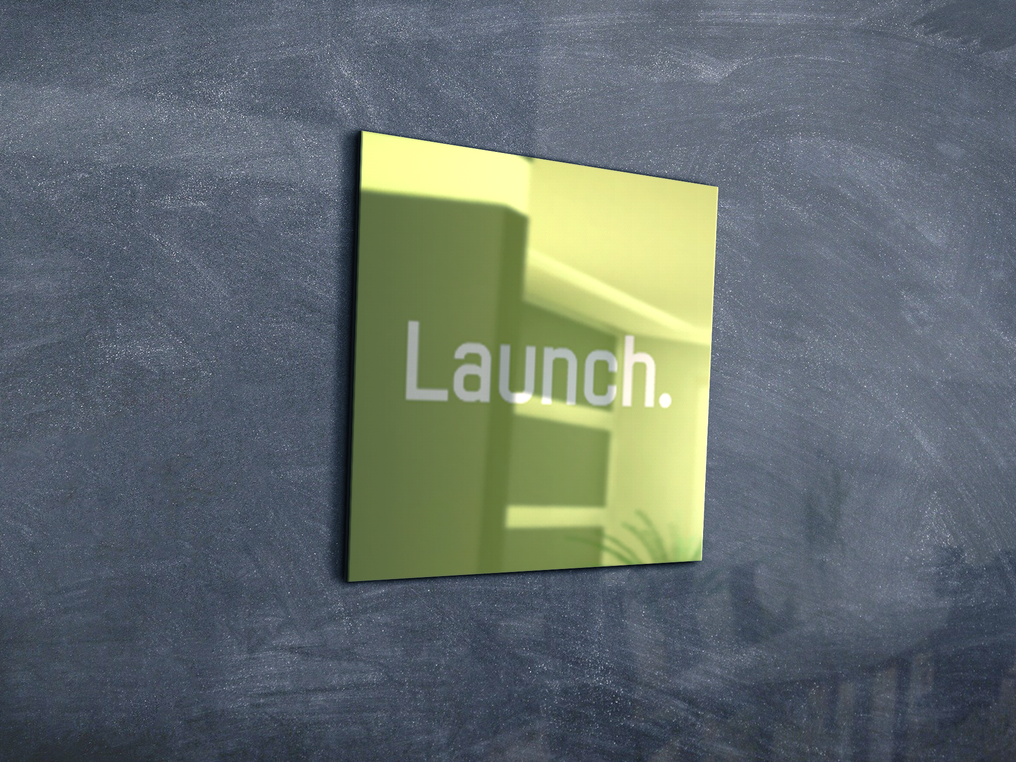 Launch logo on glass wall